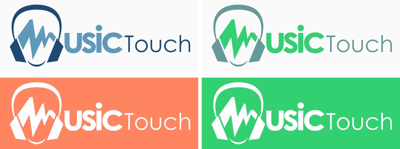 Four variations of the Music Touch logo